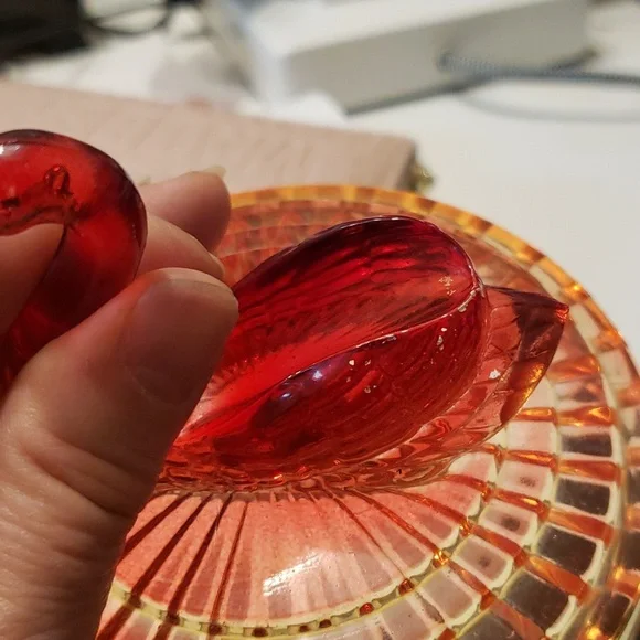 Adorable Art Deco glass powder dish with Lipstick holder - Picture 5 of 10